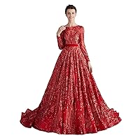 Women's Sequin Evening Dress Luxurious Chapel Train Prom Dress Gowns