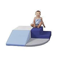 Factory Direct Partners 11619-NVPB SoftScape Toddler Playtime Corner Climber, Indoor Active Play Structure (4-Piece Set) - Navy/Powder Blue