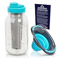 2 Quart Cold Brew Mason Jar Maker with Teal Lid and Teal Funnel