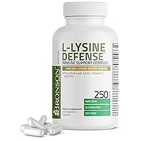 L-Lysine Defense Immune Support Complex 1500 MG L-Lysine Plus Olive Leaf, Garlic, Vitamin C and Zinc - Non-GMO, 250 Vegetarian Capsules