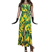 Green Summer Dress Women Short,Womens Casual Loose Sexy Ruffled High Waist Sling Dress Aline Casual Summer Dres