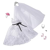 Fashion Pack: Bridal Outfit Doll with Wedding Dress, Veil, Shoes, Necklace, Bracelet & Bouquet, Gift for Kids 3 to 8 Years Old