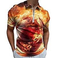 Fireball Men’s Polo Shirt Slim Fit Short Sleeve Golf Shirts Casual Work T Shirts