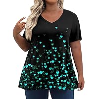 Polyester V Neck Office Top Ladies Print Oversized Print Beautiful Tops Short Sleeve Comfortable Shirt for Women Black