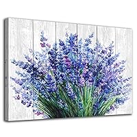 arteWOODS Lavender Wall Art Blue Flowers Watercolor Painting Canvas Picture for Bathroom Bedroom Wall Decor Modern Blossom Canvas Art for Living Room Office Home Decoration 20