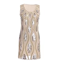Anna-Kaci S/M Fit Tear Drops and Waves Pattern Sequin Embellishments Dress