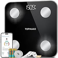 【Upgrade】 Scale for Body Weight, Digital Bathroom Scale BMI Weighing Body Fat Scale, 25 Body Composition Analyzer with App sync with Bluetooth, Batteries and Tape Measure Included, Black