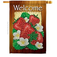 Breeze Decor FT-H-117023-IP Welcome Strawberries Garden Flag, 28
