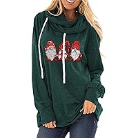 EFOFEI Womens Santa Printed Drawstring Hoodies Christmas Loose Casual Tops Holiday Plus Size Sweatshirts
