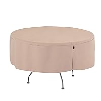 Modern Leisure 2963 Chalet Round Patio Table, Furniture, Outdoor Cover (50 D x 25 H) Water-Resistant, Beige