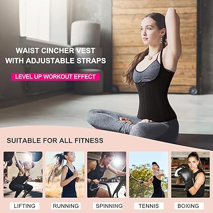 Nebility Waist Trainer for Women Corset Shapewear with Zipper Women's Waist Cincher Tank Top with Adjustable Straps