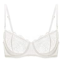 Women's Sexy Lace Push Up Plus Size Bra Sheer Balconette Underwire Unlined