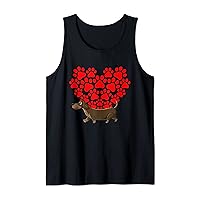 Funny Dachshund Heart Paw Valentines Day Dog Lover Girls Tank Top