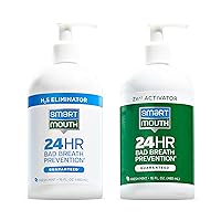SmartMouth 2-Bottle Activated Mouthwash System with Pumps - Adult Mouthwash for Bad Breath - Twice Daily Oral Care System with Zinc Ion Technology - Fresh Mint Flavor, 32 fl oz (16 oz per Bottle)