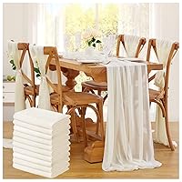 Ivory Wedding Table Runner 10 Packs 14x120 Inches Long Sheer Chiffon Table Runner for Party Banquet Table Decoration