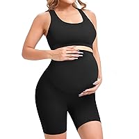 2 Piece Maternity Lounge Set Outfits for Workout Yoga Maternity Bras & Shorts Shapewear Pregnancy Clothes for Women