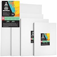 ARTEZA Canvases for Painting, 9x12, 11x14, 12x16, 16x20 Inches, Blank Art Canvas Boards, 100% Cotton, 8 oz Gesso-Primed, Art Supplies for Adults, Acrylic Pouring, White (Medium), Multipack of 28