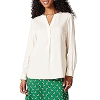 Amazon Essentials Women's Georgette Long Sleeve Relaxed-Fit Popover Blouse