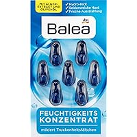 Balea Moisturizing Concentrate - Hydrating Oil Facial Capsules with Seaweed Extract, Vitamin E and Olive Oil, 2 x 7 pcs, Germany