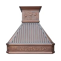 Wall Mount Natural Beautiful Copper Stove Range Hood with Powerful Range Hood Inserts, 36