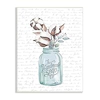 Stupell Industries Handmade Soap Jar Cotton Flower Bathroom Word Design Wall Plaque Art Design By Artist Lettered and Lined, 0.50
