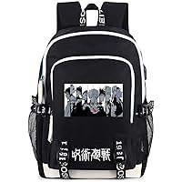 Anime Laptop Backpack College Schoolbag Printed Rucksack with USB Charging Port & Headphone Port Black