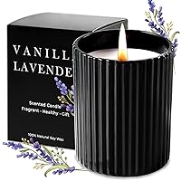 Scented Candles for Home : Lavender Vanilla Soy Black Candle for Men Women, Fall Aromatherapy Candles Clearance Stress Relief Black Jar Candle 6.4 Oz 36 Hours Long Burning