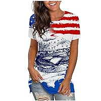 Patriotic Shirts for Women American Flag T Shirt 4th of July Independence Day Shirt USA Star Stripes Casual Tee Tops
