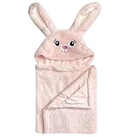 SNOOGIE Boo Ultra-Soft Baby Faux Fur Hooded Towel, Pink Small