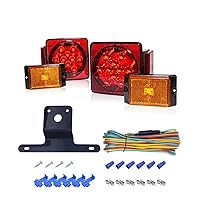 MAXXHAUL 70205 Trailer Light Kit - 12V All LED, Left and Right Waterproof Submersible for Trailers, Boat Trailer Truck Marine Camper RV Snowmobile, Red