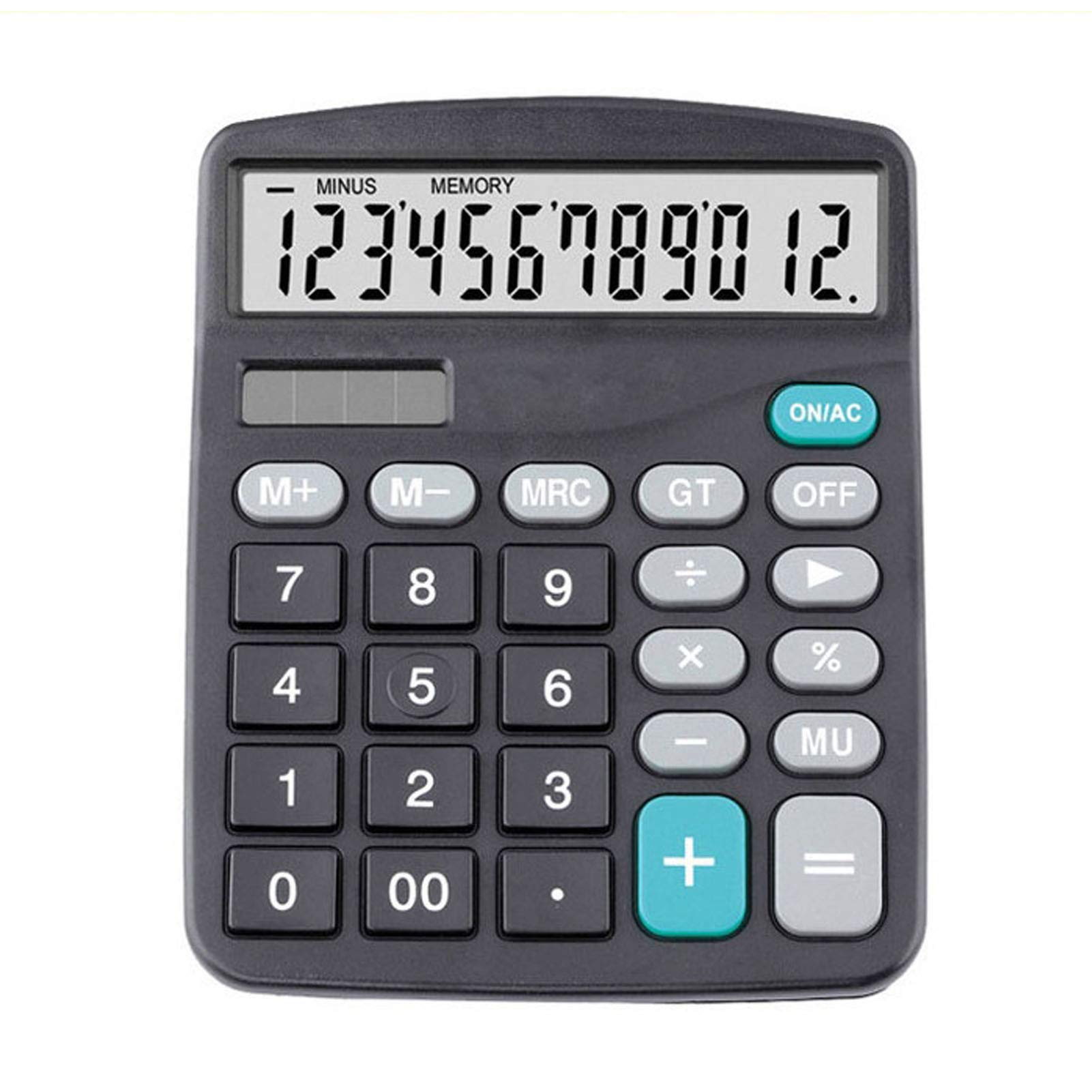 Calculator, Standard Function Desktop Calculator, Solar Battery Dual Power Basic Office Calculators, Black