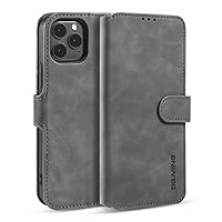 iPhone 14 Pro Max Coffee Retro Wallet Style Flip Lanyard Phone Case with Card Clip for iPhone 12 11 13 Pro Max Mini XR XS SE 7 6 8 Plus Stand Function Back Cover(Gray,iPhone 6 Plus/6S Plus)