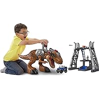 Imaginext Jurassic World T. rex Dinosaur Toy with Owen Grady Figure, Light-Up Eyes & Chomping Action for Ages 3+ Years, 7-Piece Set (Amazon Exclusive)
