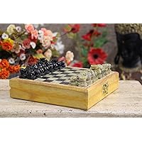 Jagdamba Handicrafts Wooden Handicraft Marble Chess Board Set Folding (25x25 Cm)