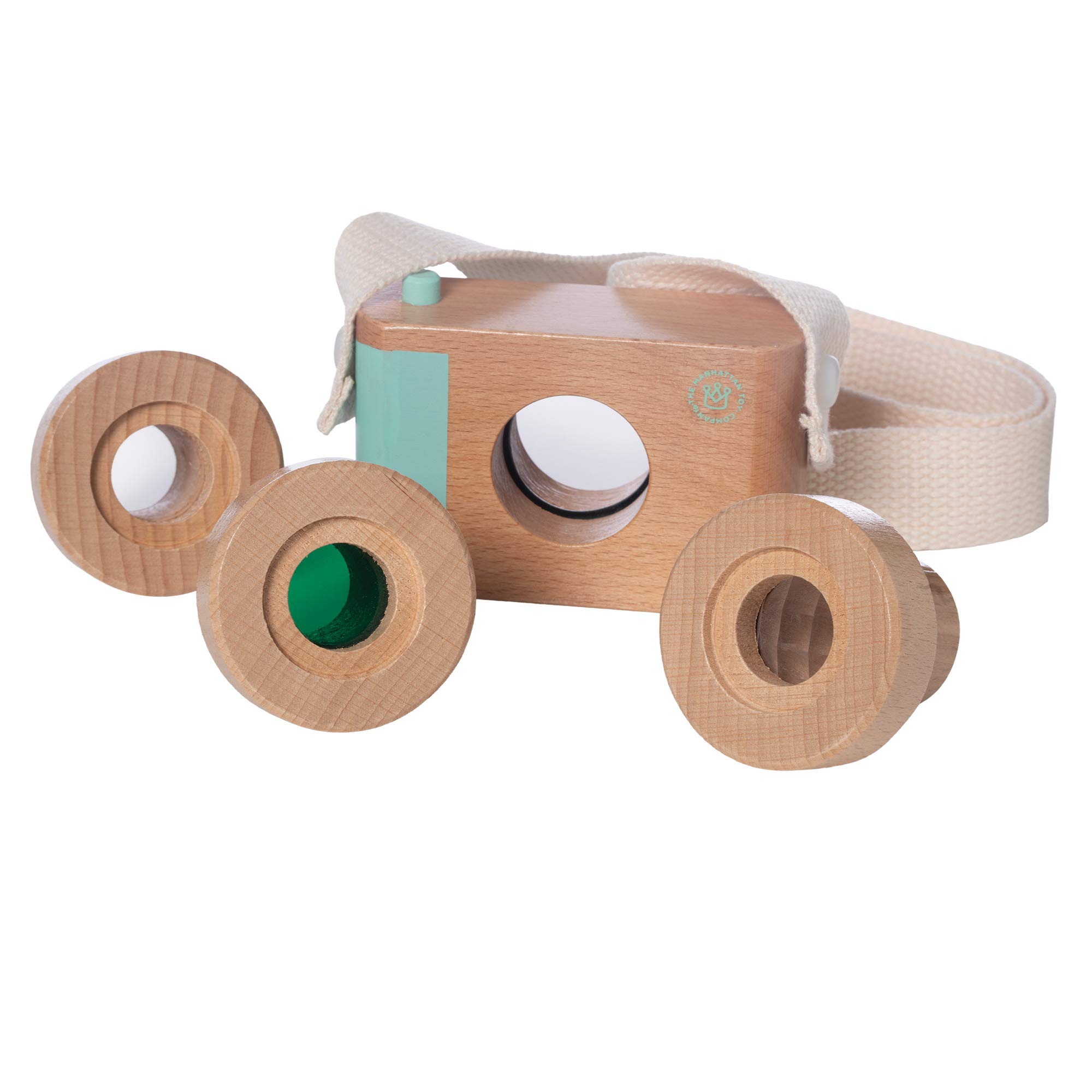 Manhattan Toy Natural Historian Wooden Camera Pretend Time Play with Clear, Green & Kaleidoscope Lenses