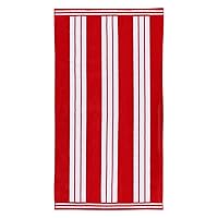 Superior Cotton Cabana Striped Beach Towels, Colorful Towels for Adult, Kid, Pool, Swimming, Sand, Travel, Large Oversized, Absorbent, Fast Drying, Bath Basics, Cabana Collection, 1 Piece, Red