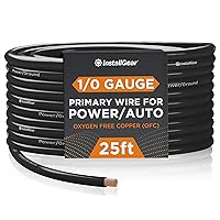 1/0 Gauge AWG OFC Pure Copper Power Ground Wire Cable (25ft Black) True Spec Welding Wire, Battery Cable Wire, Automotive Wire, Car Audio Speaker Stereo, Amp Wiring - 1/0 Welding Cable