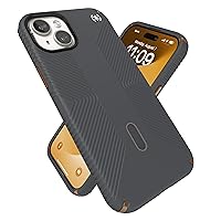 Speck iPhone 15 Plus Case - ClickLock No-Slip Interlock, MagSafe, Drop Protection Grip - for iPhone 15 Plus & iPhone 14 Plus - 6.7 Inch Phone Case - Presidio2 Grip Charcoal Grey/Cool Bronze/White