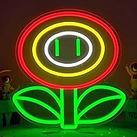 Fire Flower Neon Sign Gaming Neon Light LED Signs for Game Room Boy’s Bedroom Man Cave From Game Neon Signs Wall Decor Multicolor Flower Light Up Signs Neon Wall Lights Christmas Birthday Gifts