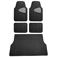 FH Group Premium Liners Tall Channel Trimmable All Weather Rubber Full Set Car Floor Mats (Gray) w. Trimmable All-Season Cargo Liner (Black) - Universal Fit for Cars Trucks and SUVs