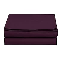 Luxury Flat Sheet on Amazon Elegant Comfort Wrinkle-Free 1500 Premier Hotel Quality 1-Piece Flat Sheet, King Size, Purple