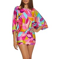 Trina Turk Lilleth Swim Dress, Casual, Boat Neck, Floral Print, Beach Cover Ups for Women