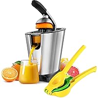 Zulay Powerful Electric Orange Juicer Squeezer - Stainless Steel Citrus Juicer Electric With Soft Touch Grip and 2-in-1 Lemon Squeezer - Sturdy Max Extraction Hand Juicer Lemon