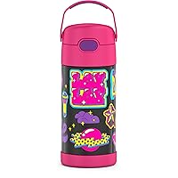 THERMOS FUNTAINER 12 Ounce Stainless Steel Vacuum Insulated Kids Straw Bottle, That Girl Lay Lay