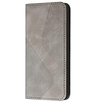 XYX Wallet Case for Motorola G Power 5G 2024, Stripe Lines Pattern PU Leather Wallet Folio Card Holder Kickstand Shockproof Protective Case for Moto G Power 5G 2024, Grey