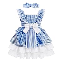 Toddler Baby Girl Gingham Dress with Headband Easter Birthday Outfit Princess Dress Photo Shoot
