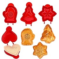 Sakolla 4PCS Mini Hand Pie Molds Christmas Pocket Pie Molds for Baking Dough Presser Pie Molds Heart Snowflake, Mitt, Tree for Christmas&Winter