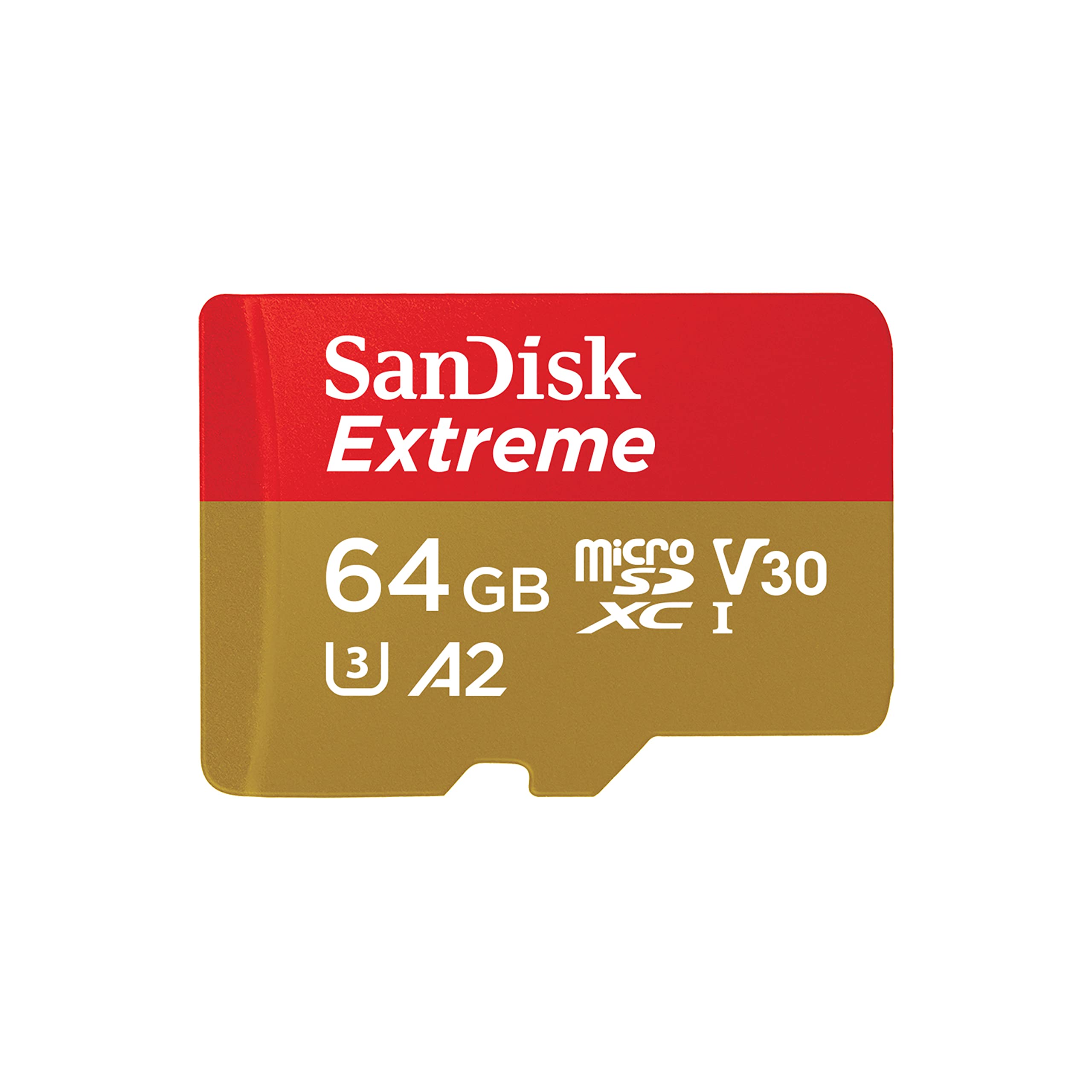 SanDisk 64GB Extreme microSDXC UHS-I Memory Card with Adapter - Up to 170MB/s, C10, U3, V30, 4K, 5K, A2, Micro SD Card - SDSQXAH-064G-GN6MA