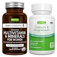 Multivitamin & Minerals for Women + Calcium & Magnesium Complex Vegan Bundle, Sustained Release Advanced Multivitamin + 2:1 Plant Based Algae Mineral Complex, by Igennus