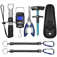 EEEKit Fishing Tool Set Includes Fishing Pliers with Sheath, Fish Hook Remover Tool, Fish Lip Gripper, Digital Fish Scales and 2 Fishing Tapes, Fly Fishing Equipment for Fishing